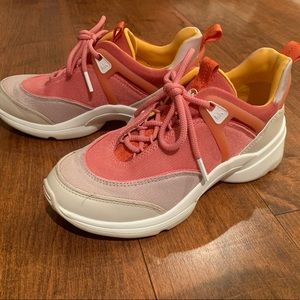US 6.5 womens michael kors pink white yellow and cream sneakers